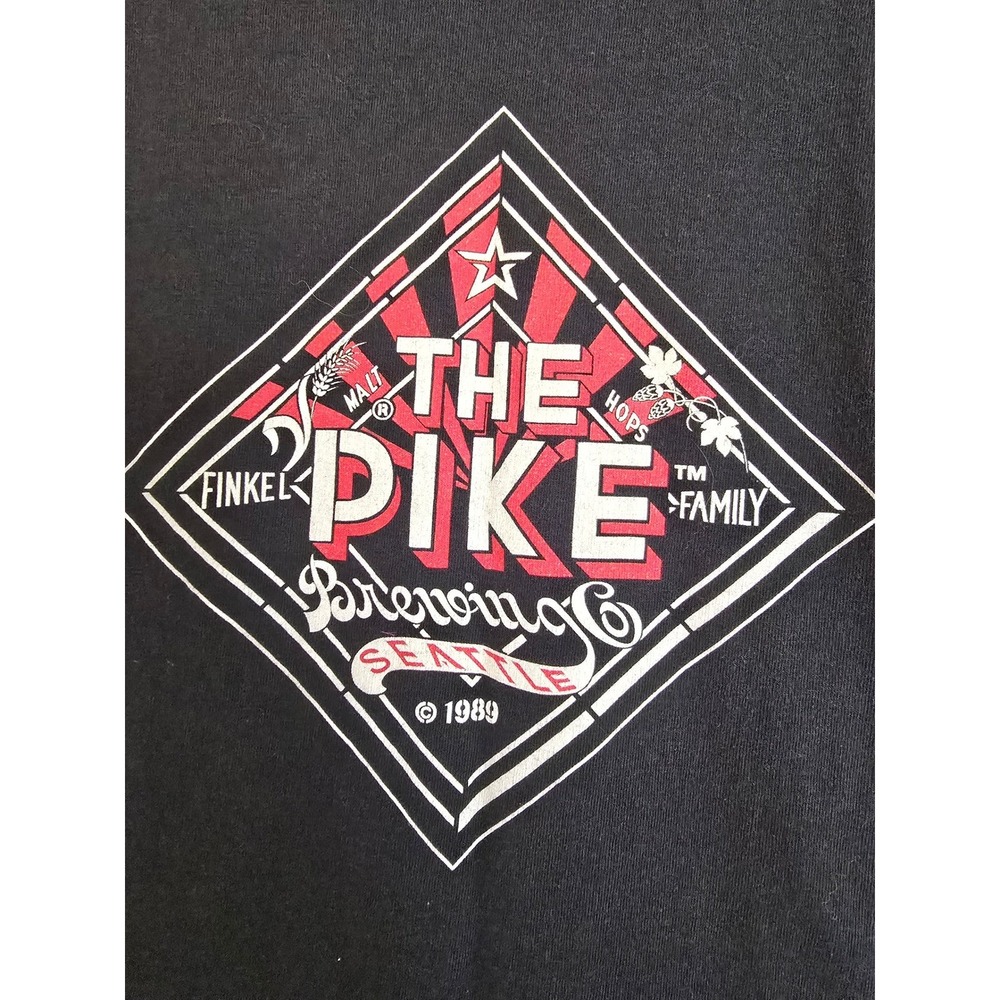 Vintage The‎ Pike Brewing Company Seattle Black  T Shirt Adult Large L /0494